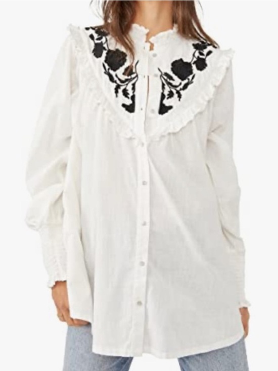 Free People Tops - 🤗 Free People Rose Vines Embroidery Top